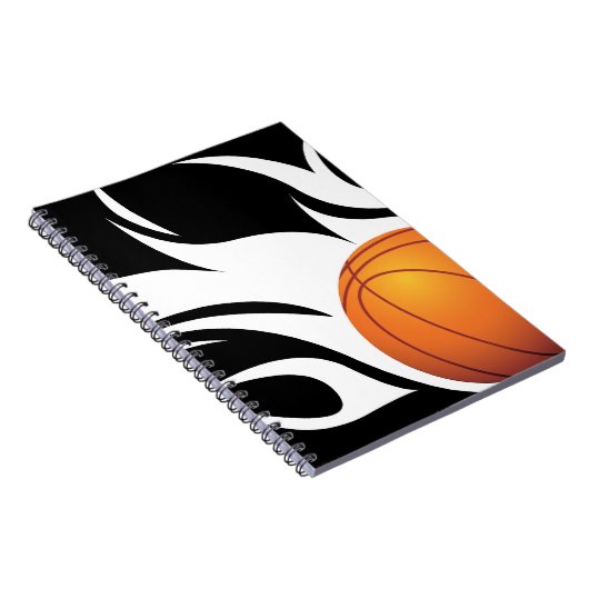 白黒燃えるようなバスケットボール ノートブック (右側)