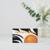 白黒燃えるようなバスケットボール 名刺 (スタンド正面)