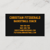 白黒燃えるようなバスケットボール 名刺 (裏面)