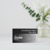 白黒父の単語のコラージュ 名刺 (スタンド正面)