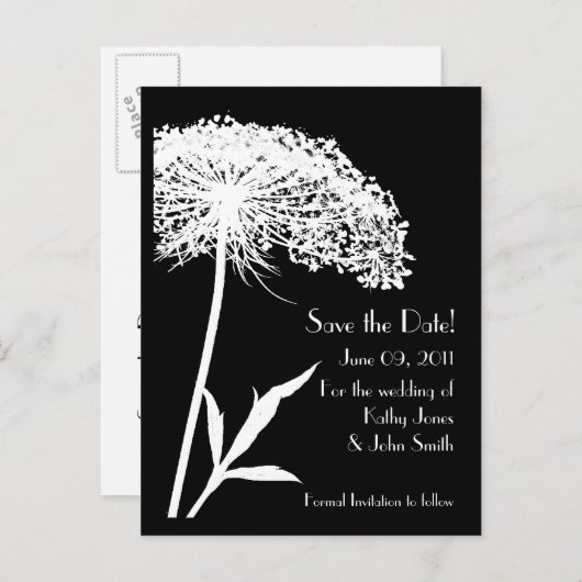 白黒版フローラ日付はがきを保存 案内ポストカード (正面/裏面)