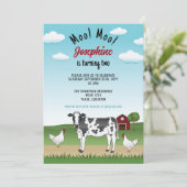 白黒牛とチキンズファーム納屋周囲の庭誕生田 招待状 (スタンド正面)