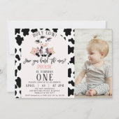 白黒牛のプリント写真ホーリーカウファースト 招待状 (正面)