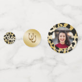 白黒牛の皮と金ゴールド、蹄鉄と写真 コンフェッティ (正面)