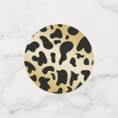 白黒牛の皮と金ゴールド、蹄鉄と写真 コンフェッティ (スモール正面)