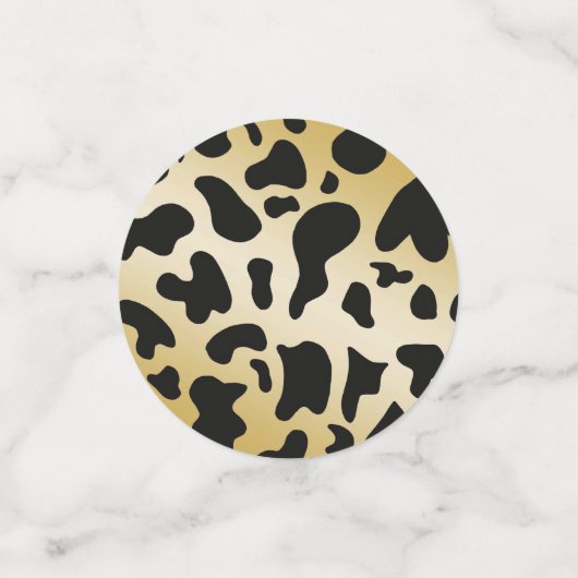 白黒牛の皮と金ゴールド、蹄鉄と写真 コンフェッティ (スモール正面)