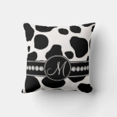白黒牛はモノグラムのな装飾用クッションに斑点を付けます クッション (裏面)