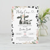 白黒牛ふくらはぎフローラ牛プリント赤ちゃんシャワー 招待状 (スタンド正面)