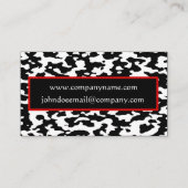 白黒牛プリントの赤いボーダー 名刺 (裏面)