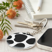 白黒牛プリントパターン キーホルダー (正面右)