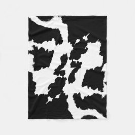 白黒牛プリントパターン フリースブランケット