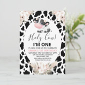 白黒牛プリントホーリーカウー誕生日 招待状 (スタンド正面)