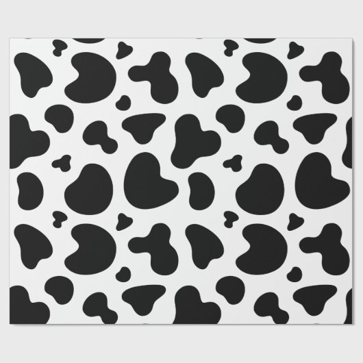 白黒牛プリント誕生日包装紙 ラッピングペーパー (フラット)