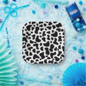 白黒牛プリント誕生日 ペーパープレート (パーティー)