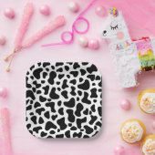 白黒牛プリント誕生日 ペーパープレート (パーティー)