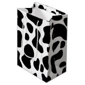 白黒牛プリント誕生日 ミディアムペーパーバッグ (正面アングル)