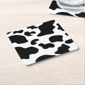 白黒牛プリント スクエアペーパーコースター (アングル)