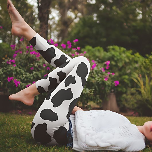 白黒牛プリント レギンス