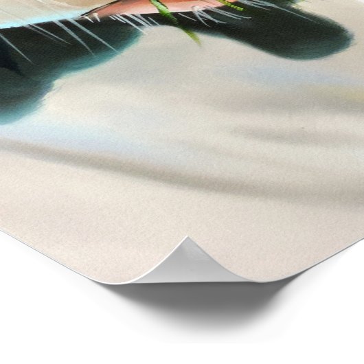 白黒牛ポートレート絵画ズ ポスター (角)