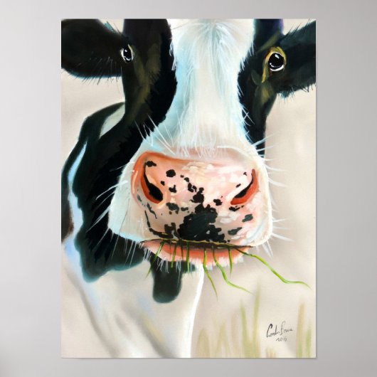 白黒牛ポートレート絵画ズ ポスター (正面)