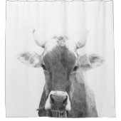 白黒牛ポートレート シャワーカーテン (正面)