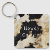 白黒牛革 キーホルダー (正面)