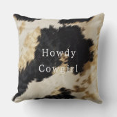 白黒牛革 クッション (正面)