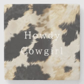 白黒牛革 ストーンコースター (正面)