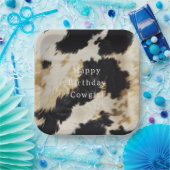 白黒牛革 ペーパープレート (パーティー)