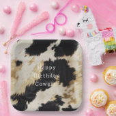 白黒牛革 ペーパープレート (パーティー)