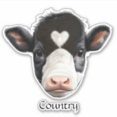 白黒牛顔 シール (正面)