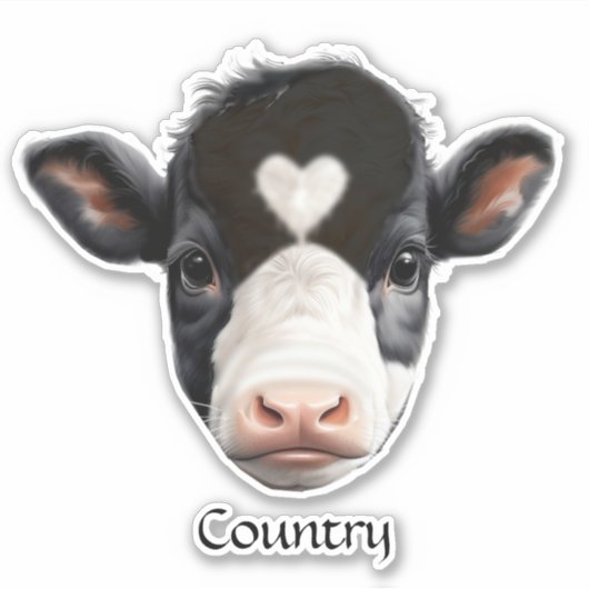 白黒牛顔 シール (正面)