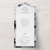 白黒牡丹の水色フローラ結婚ズ オールインワン招待状 (内側)