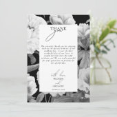 白黒牡丹の水色フローラ結婚ズ サンキューカード (スタンド正面)