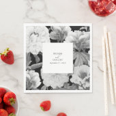 白黒牡丹の水色フローラ結婚ズ スタンダードランチョンナプキン (インサイチュ)