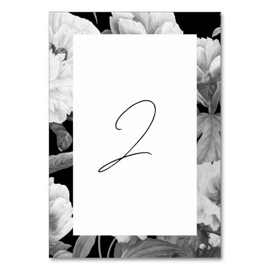 白黒牡丹の水色フローラ結婚ズ テーブルナンバー (正面)