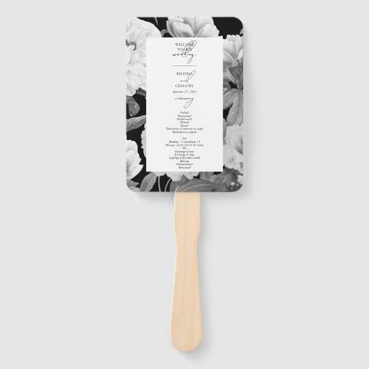 白黒牡丹の水色フローラ結婚ズ ハンドファン (正面)