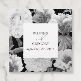 白黒牡丹の水色フローラ結婚ズ フェイバータグ