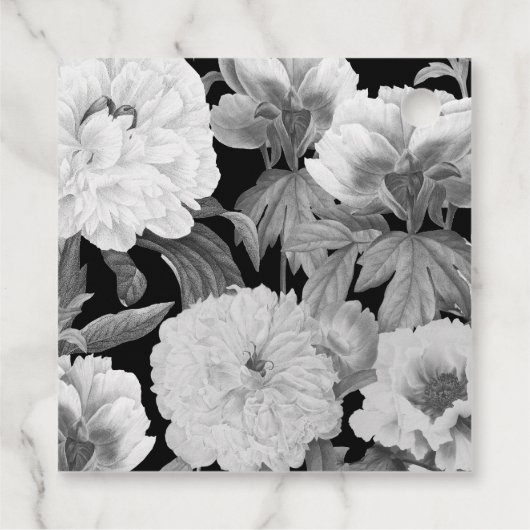 白黒牡丹の水色フローラ結婚ズ フェイバータグ (裏面)