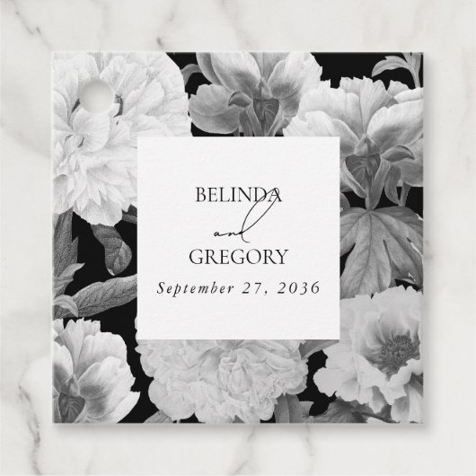 白黒牡丹の水色フローラ結婚ズ フェイバータグ (正面)