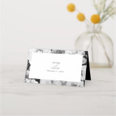 白黒牡丹の水色フローラ結婚ズ プレイスカード (裏面)