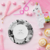 白黒牡丹の水色フローラ結婚ズ ペーパープレート (パーティー)