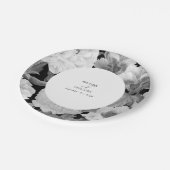 白黒牡丹の水色フローラ結婚ズ ペーパープレート (アングル)