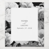 白黒牡丹の水色フローラ結婚ズ ワインラベル (シングルラベル)