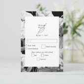 白黒牡丹の水色フローラ結婚ズ 出欠カード (スタンド正面)