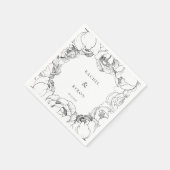 白黒牡丹の結婚紙ナプキン スタンダードカクテルナプキン (角)