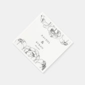 白黒牡丹の結婚紙ナプキン スタンダードカクテルナプキン (角)