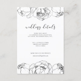白黒牡丹の結婚詳細カード エンクロージャーカード
