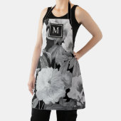 白黒牡丹ウォーターカラーフローラモノグラム エプロン (インサイチュ)