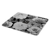 白黒牡丹ウォーターカラーフローラモノグラム カッティングボード (角)